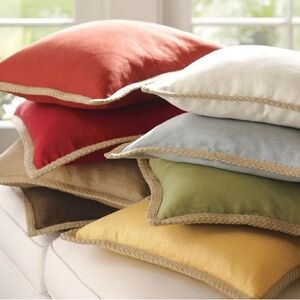 New Vintage Pottery Barn Jute Braid Linen Pillow Cover, 20” MaNY COLORS